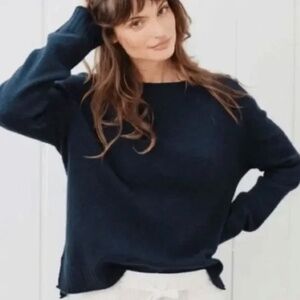 Jenni Kayne Everyday Sweater Wool Cashmere Blend | Navy Blue | Sz Small